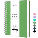 RETTACY A5 Dotted Notebook, Bullet Dot Grid Journal, Wirebound Spiral Notebooks 300Pages /150 Sheets for Writing,100gsm, PVC Hardcover, for Women Men Work Office School, 14.5 x 21cm - Green