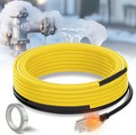 Pipe Heat Cable for Water Pipe Freeze Protection YeloDeer, Self-Regulating Heat Tape for Metal and Plastic Pipes, Anti-Freeze Pipe Heating Trace System with 6Ft. Power Cord, 120V,4 Feet