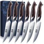 HOSHANHO Steak Knives Set of 6, Ultra Sharp 4.5 Inch Serrated Steak Knife Set, Japanese AUS-10 High Carbon Steel Kitchen Steak Knives with Ergonomic Handle