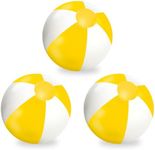 Whaline 3Pcs Inflatable Beach Ball 16 Inch Round Pool PVC Balls Cute Game Toys for Summer Hawaiian Tropical Theme Beach Party Decorations Water Sand Game Accessory (Yellow and White)