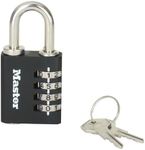 Master Lock Zinc 7641EURDBLK Indoor Combination Padlock with Override Key, 78 x 40 x 16 mm, Black