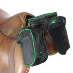 TrailMax Compact English Pommel Pocket Horse Saddle bag; English Front Pocket Horse Saddle Bag w/Water Bottle Sleeve; English/Endurance/Australian Saddle bags; Horse Saddle Bags for Trail Riding;Green