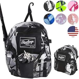RAWLINGS Boys | Remix T-Ball & Youth Baseball Softball Backpack Bag Series Black, Backpack - Black, Large US
