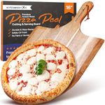 Acacia Wood Pizza Peel 16 inch Extra Large - Wooden Pizza Board with Handle for Oven - Pizza Paddle + Cutting & Serving Board - Premium Pizza Making Accessories & Baking supplies