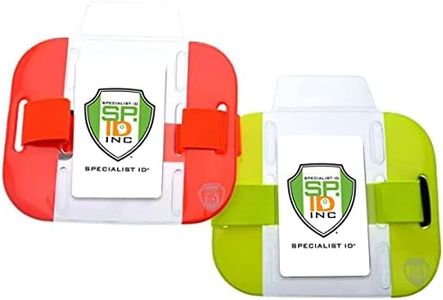 2 Pack - High Visibility Bright Neon Armband ID Card Badge Holders - Secure Top Loading with Adjustable Elastic Band - HI VIS Arm Bands for Work or Ski Passes by Specialist ID (Assorted Colors)