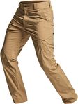 CQR Men's Hiking Trousers, Water Repellent Outdoor Trousers, Lightweight Stretch Cargo/Straight Work Trousers, Runyon Cargo Coyote, 32W / 34L