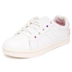 Juicy Couture Girls Kids Lace-Up Sneaker Fashion Casual Shoes Stylish Breathable Tennis Walking Sneakers for Big & Little Kids-Morro Bay-Size 5 White