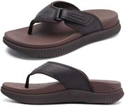 KuaiLu Mens Leather Flip Flops Men's Recovery Walking Sandals Orthotic Thick Athletic Cushion Sport Slides for Man Outdoor Summer Beach Water Sandles with Comfortable Plantar Fasciitis Arch Support