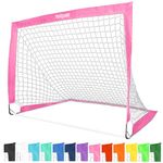 GoSports Team Tone 4 ft x 3 ft Portable Soccer Goal for Kids - Pop Up Net for Backyard - Pink