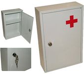STAINLESS STEEL WALL MOUNTED FIRST AID MEDICAL CABINET WITH 2 KEYS