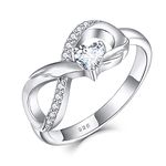 Starchenie Infinity Ring 925 Sterling Silver Heart-shaped Zirconia Wedding Ring for Women