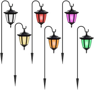 Viewsun 34 Inch Solar Hanging Lights, Shepherd Hook Lights with 4 Lighting Modes Waterproof Outdoor Decorative Solar Lantern Lights for Garden Decor, Patio, Backyard, Pathway, 6 Pack