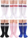 hakugoo Kids Soccer Socks Toddler Striped Knee High Socks 2/3/6 Pairs School Uniform Socks Cotton Sports Socks for Boys Girls, Mix, 6 Pairs, 5-7 Years