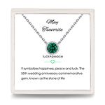 Presentski May Birthstone Necklace for Girls Dainty Emerald Birthstone Necklace Sterling Silver Cubic Zirconia Pendant Necklace