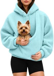 Clkklpm Pet Pouch Hoodie for Small Dogs Cats, Fleece Pet Carrier Sweatshirt (Sky Blue,X-Large)