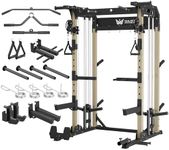 MAJOR FITNESS F22 Power Rack, 1600lbs All-in-One Squat Rack with Cable Crossover, Dual Pulley System, Heavy-Duty Steel Frame, Attachments & Storage for Home Gym Strength Training, Khaki