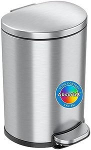 iTouchless SoftStep 2 Gallon Small Semi-Round Bathroom Step Trash Can with Removable Inner Bucket and AbsorbX Odor Filter, Stainless Steel, 7 Liter Pedal Garbage Bin for Bedroom, Office Cubicle