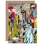 Artery8 New York City Skyline Pop Art American Dream for Him or Her Man Woman Birthday Thank You Congratulations Blank Art Greeting Card