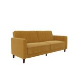 DHP Pin Tufted Transitional Futon, Mustard Yellow Velvet