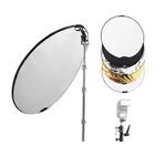 TENBEST Light Reflector Kit Including 43 inch/110cm 5-in-1 Collapsible Reflector & Universal Bracket & Cold Shoe Mount for Studio & Outdoor Photography Lighting