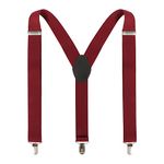 Beaface Men Braces Y Shape with 3 Strong Clips, Braces for Men Trousers Elastic Adjustable, Mens Suspenders Braces Business Wedding Casual (Burgundy)