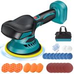 Car Polisher 21v, Cordless Car Buffer Polisher Compatible with Makita 18V Battery, Cordless Polisher with 24 Accessories, 6 Variable Speed Up to 6000RPM, for Car/Leather/Wood/Glass (Without Battery)