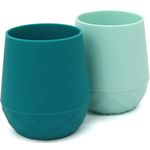 teensy peepsy Silicone Training Cups for Babies 4 Months+ | Tiny Transition Cups for Baby Boy, Baby Cup 6-12 Months, Set of 2 Open Cups 2oz, Baby Essentials (Aquamarine)