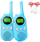 Rechargeable Walkie Talkies for Kids - 48 Hours Working Time 3 Miles Range 22 Channels 2 Way Radio for 3-12 Boy Girls Indoor Outdoor Adventures Camping Hiking (Blue)