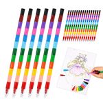 YIQXKOUY 20 Pack 12 Colors Rainbow Stacking Crayons DIY Buildable Rainbow Colored Pencil Party Favors for Classroom School Office Supplies for Your Kids or Your Own Use