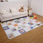 LuxFocus Animal Rug Nursery Kids Rug Play Rug Large Thickened Non-Slip Rug Multicolored Play Mat with Alphabet Words for Bedroom Playroom Livingroom 120x160cm