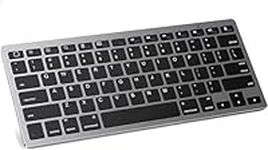 Wireless Bluetooth Keyboard Slim Small Keyboard with 2.4G USB Connectivity, Multi Device Quiet Portable Keyboard for iPad/iPad Mini/Tablet/PC/Laptop/Android/Apple Mac UK Layout