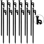 Suwimut 12 Pack Tent Stakes, 12 inch Black Forged Heavy Duty Steel Tent Pegs for Nailing Tents, Canopies, Tarps, Metal Ground Stakes for Outdoor Camping, Hiking, Backpacking