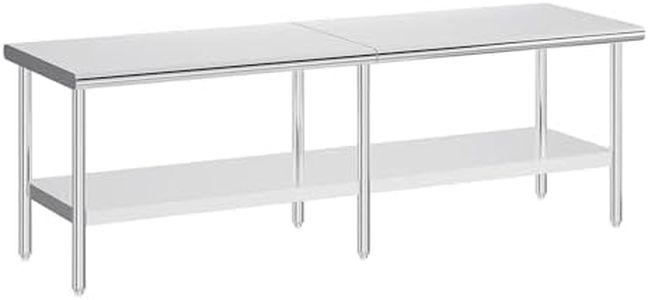 Jocisland 30" x 108" Stainless Steel Table for Prep & Work Adjustable Under Shelf and Feet, for Commercial Kitchen, Restaurant, Hotel, Garage