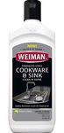 Weiman Stainless Steel Cookware & Sink Cleaner | Formulated to Remove Hardened, Stuck-on Food & Oil | Recommended for Stainless Steel Cookware, Sinks & Flatware - 227 gms