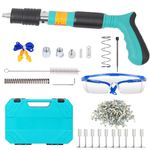 Dnoyevvs Manual Steel Nails Gun Tool Set Ceiling Nail Gun for Round Nail Gun with 110pcs Round nails Green Concrete Nail Gun 3 Gears Blue Riveting Gun for Cement Wall