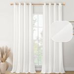 YoungsTex White Linen Curtains 108 Inches Long 2 Panels Grommet Elegant Natural Linen Textured Light Filtering Curtains Privacy Window Drapes for Living Room Bedroom, 52 x 108 Inches