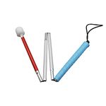 Folding White Cane, Aluminum Mobility Cane for Vision Impaired and Blind People (Folds Down 4 Sections) (90 cm (35.4 inch), Blue Handle)