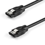 StarTech.com 24 Inch (60cm) Round SATA Cable - Latching Connectors - 6Gbs SATA Data Cord - SATA Hard Drive Power Cable - Black (SATRD60CM)