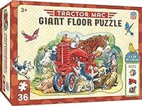MasterPieces Floor Puzzle - Jumbo Size 36 Piece Jigsaw Puzzle for Kids - Tractor Mac Farm Shaped Puzzle - 3ftx2ft