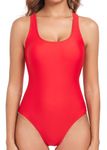 Joweechy One Piece Swimsuit Women Sports Swimming Costume Competitive Athletic Criss Cross Back Shaping Swimwear Bathing Suit M,Red