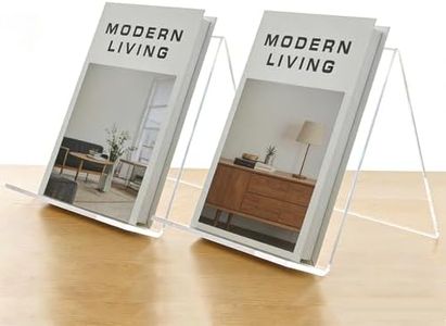 AIDIMOO Clear Acrylic Book Stand – 8.5 x 11 Inch Display Holder for Cookbook, Tablet, Magazine, Photo, Plate – Transparent Easel for Home, Kitchen, Office (2 Pack)