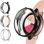 Case Compatible for Samsung Galaxy Watch Active 40mm, NAHAI TPU Slim Plated Scractch-Resist Case All Around Protective Bumper Shell Cover for Galaxy Watch Active Smartwatch, 3 Pack Black/Clear/Gold