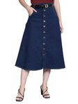 Codaisy Women Knee Length Denim A-Line Blue Skirt (44)