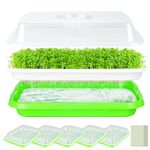 5 Pack Seed Sprouter Tray with Cover, Double Layer Seed Growing Sprouting Kit, Soil-Free Wheatgrass Sprouts Healthy Grower and Storage Trays