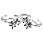 GIVA AVNI 925 Oxidised Silver Blossom Toe Rings, Adjustable | Toe Rings for Women and Girls | With Certificate of Authenticity and 925 Stamp | 6 Month Warranty*