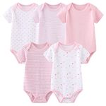 Chamie Baby Bodysuit Cotton Short Sleeve Vests for Newborn 5-Pack One-Piece Suit for Boy and Girl 0-12 Months