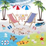 Zocipro 33Pcs Beach Micro Landscape, Miniature Beach Chair Mini Deck Chair Decorative, Mini Seashell Parasol Small Palm Tree Decorative Accessories for DIY Zen Garden Decoration Gift