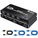 HDMI KVM Switch 4 port - USB 3.0 KVM Switches 4K@60Hz for 2 PCs 1 Monitor - Including 2 USB 3.0 cables