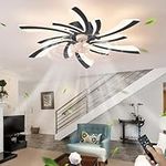 Modern Ceiling Fans with Lights and Remote - 30-inch Design, Dimmable Light, Low Profile, 6-Speed Reversible Blade Timer - Ideal for Bedroom, Living Room, and Dining Room (Black)