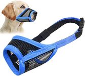 LUCKYPAW Dog Muzzle, Mesh Muzzle for Small Medium Large Dogs, Soft Dog Muzzle to Prevent Biting Chewing, Drinkable Breathable Adjustable Puppy Muzzle(L(Snout: 7"-8¾"), Blue)